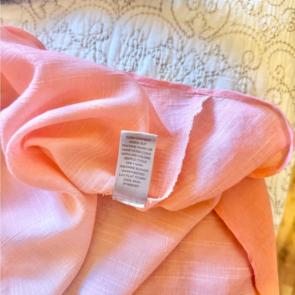 Avenue 18/20 Peach Coral Ombre Blouse Plus Size Flowy Tunic Top Button Front - Picture 8 of 8